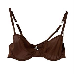 Smoothez by Aerie Bra Balconette Sheer‎ Mesh Unlined Underwire Brown 36B NEW